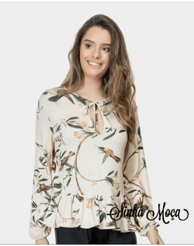BATA PEPLUM MANGA LONGA ESTAMPA BEIJA FLOR BATA PEPLUM MANGA LONGA ESTAMPA BEIJA FLOR