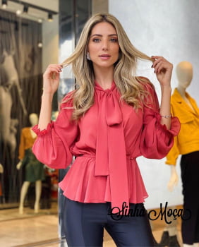 BLUSA DEVORÊ SEDA MANGA LONGA BLUSA DEVORÊ SEDA MANGA LONGA