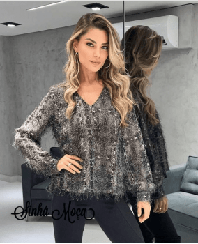 BLUSA SEDA MANGA LONGA ESTAMPA PÍTON BLUSA SEDA MANGA LONGA ESTAMPA PÍTON