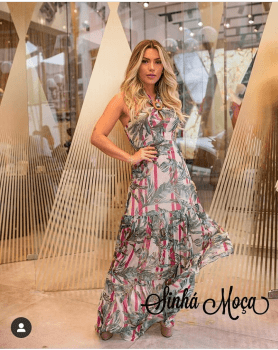 VESTIDO LONGO DE SEDA ESTAMPADO SAIA BABADO VESTIDO LONGO DE SEDA ESTAMPADO SAIA BABADO