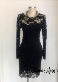 VESTIDO LONGUETE RENDADO MANGA LONGA VESTIDO LONGUETE RENDADO MANGA LONGA