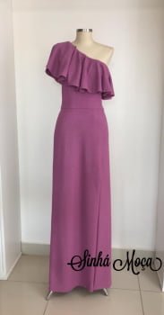 VESTIDO LONGO 1 OMBRO LUREX BABADO/ FENDA VESTIDO LONGO 1 OMBRO LUREX BABADO/ FENDA