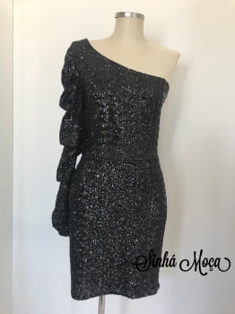 VESTIDO CURTO PAETÊ UMA MANGA BUFANTE VESTIDO CURTO PAETÊ UMA MANGA BUFANTE