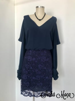 VESTIDO CURTO SAIA GUIPIR CORPO SEDA VESTIDO CURTO SAIA GUIPIR CORPO SEDA
