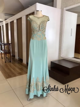 VESTIDO LONGO APLIQUE TELA BORDADA VESTIDO LONGO APLIQUE TELA BORDADA