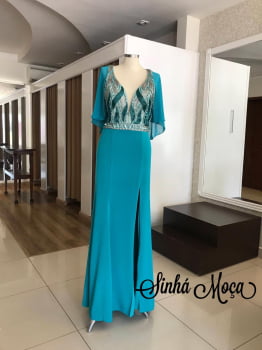 VESTIDO LONGO BORDADO BUSTO FENDA VESTIDO LONGO BORDADO BUSTO FENDA