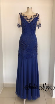 VESTIDO LONGO BORDADO ILUSION SAIA QUADRICULADA VESTIDO LONGO BORDADO ILUSION SAIA QUADRICULADA