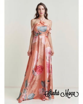 VESTIDO LONGO CAVA RAGLAN ESTAMPA FLORAL VESTIDO LONGO CAVA RAGLAN ESTAMPA FLORAL