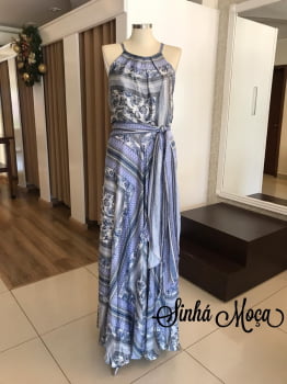 VESTIDO LONGO CETIN ESTAMPADO CAVA RAGLAN VESTIDO LONGO CETIN ESTAMPADO CAVA RAGLAN