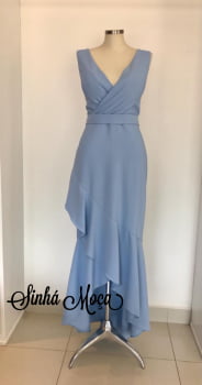 VESTIDO LONGO CREPE SAIA BABADO VESTIDO LONGO CREPE SAIA BABADO