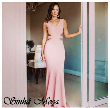 VESTIDO LONGO CREPE TELA BORDADA COSTAS E NA CINTURA VESTIDO LONGO CREPE TELA BORDADA COSTAS E NA CINTURA