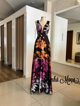 VESTIDO LONGO ESTAMPADO CETIN SEDA VESTIDO LONGO ESTAMPADO CETIN SEDA
