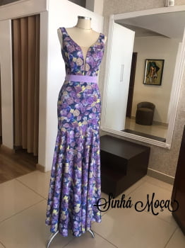 VESTIDO LONGO NEOPREME ESTAMPA FLORAL VESTIDO LONGO NEOPREME ESTAMPA FLORAL