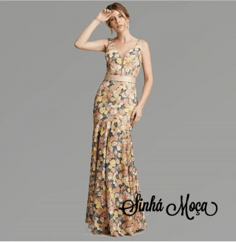 VESTIDO LONGO NEOPREME ESTAMPA FLORAL VESTIDO LONGO NEOPREME ESTAMPA FLORAL